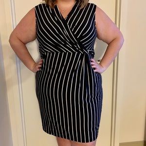 Black and White Striped Wrap Dress
